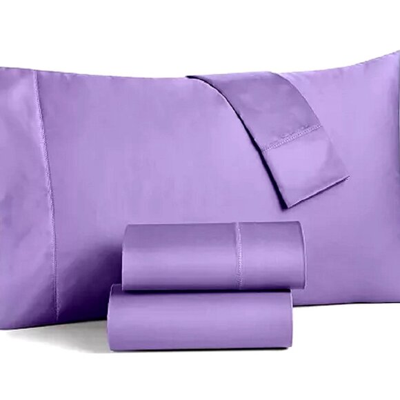 new 4piece AMETHYST PURPLE Charter Club 550 TC 100% Supima Cotton FULL Sheet Set - Picture 1 of 11